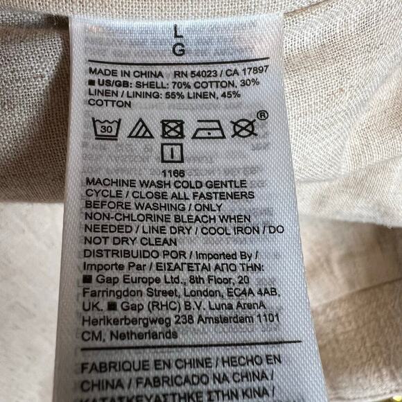 BANANA REPUBLIC Bella Bomber Jacket Cotton Linen Full Front Zip Cream W's Large - Picture 11 of 11